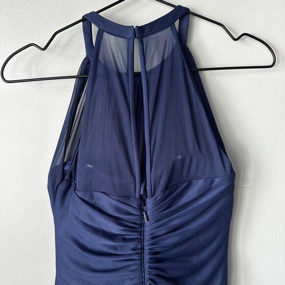 David's Bridal Navy Halter Bridesmaid Dress Sleeveless Womens Size 4 - Picture 2 of 7